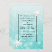 Blauwgroen bubbels Staarvis Beach Wedding Invitati Kaart (Voorkant / Achterkant)