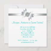 Blauwgroen Bubbels Vlinders Sweet 16 Party Kaart (Achterkant)