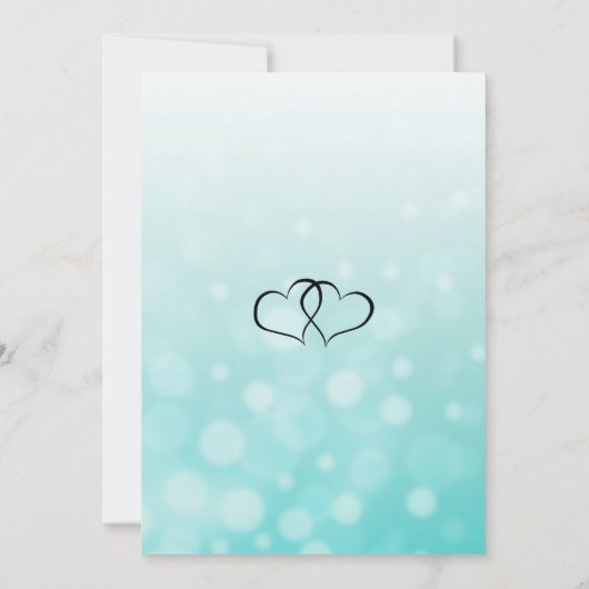 Blauwgroen bubbels zwart script bruiloft uitnodigi kaart (Achterkant)