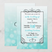 Blauwgroen bubbels zwart script bruiloft uitnodigi kaart (Voorkant / Achterkant)