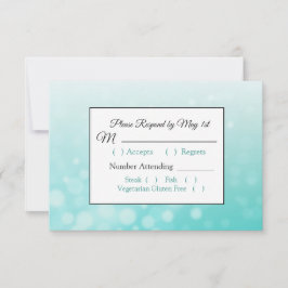 Blauwgroen Bubbles Elegant Wedding RSVP-kaart RSVP Kaartje