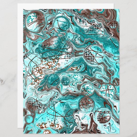 Blauwgroen Bubbles Fluid Art (Voorkant / Achterkant)