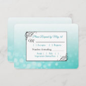 Blauwgroen Bubbles Weddenschap RSVP-kaart RSVP Kaartje (Voorkant / Achterkant)