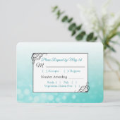 Blauwgroen Bubbles Weddenschap RSVP-kaart RSVP Kaartje (Staand voorkant)