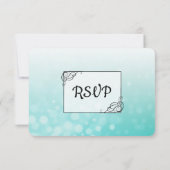 Blauwgroen Bubbles Weddenschap RSVP-kaart RSVP Kaartje (Achterkant)