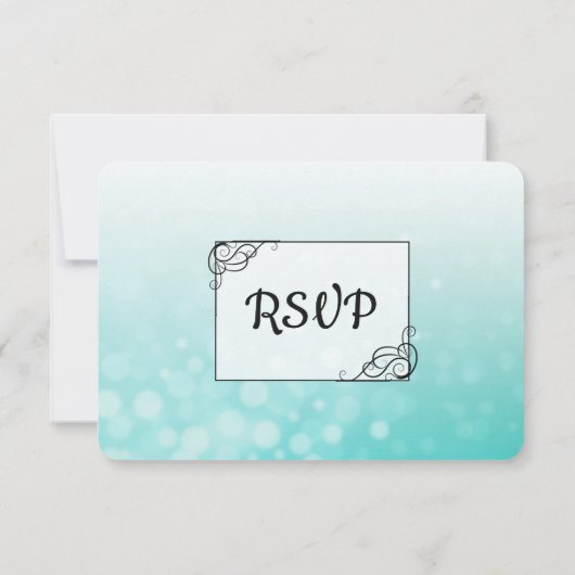 Blauwgroen Bubbles Weddenschap RSVP-kaart RSVP Kaartje (Achterkant)