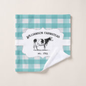 Blauwgroen Buffalo Geplakt Boerderij Koe doedoekse Bad Handdoek (Wasdoekje)