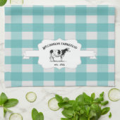 Blauwgroen Buffalo Geplakt Boerderij Koe Keukenhan Theedoek (Gevouwen)