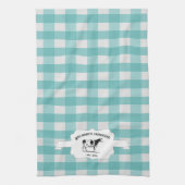 Blauwgroen Buffalo Geplakt Boerderij Koe Keukenhan Theedoek (Verticaal)