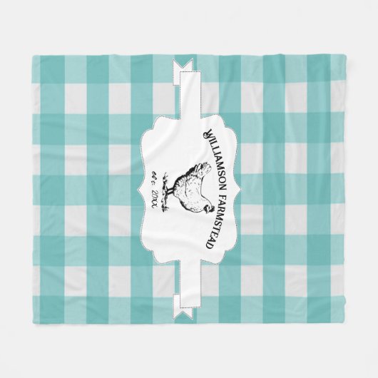 Blauwgroen Buffalo Plaid Boerderij Chicken Fleece  (Voorkant (Horizontaal))