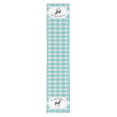 Blauwgroen Buffalo Plaid Boerderij Paard Korte Tafelloper (Voorkant)