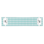 Blauwgroen Buffalo Plaid Boerderij Paard Korte Tafelloper (Horizontaal)