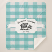 Blauwgroen Buffalo Plaid Boerderij Sherpa Deken (Voorkant)