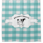 Blauwgroen Buffalo Pset Boerderij Koe Shower Curta Douchegordijn (Voorkant)