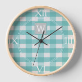 Blauwgroen Buffalo Pset Monogram klok (Voorkant)