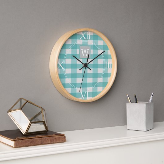 Blauwgroen Buffalo Pset Monogram klok (Kantoor)