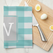 Blauwgroen buffelmonogram handdoek (Quarter Fold)