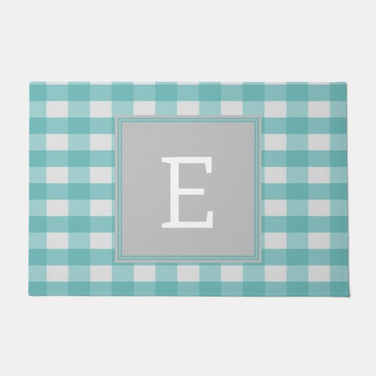 Blauwgroen buffelplaat Monogram Doormat Deurmat (Voorkant)
