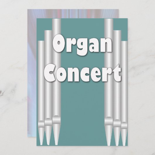 Blauwgroen buizen voor het uitnodigen van concerte kaart (Voorkant / Achterkant)