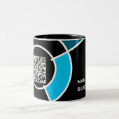 blauwgroen bulseye QR-code Tweekleurige Koffiemok (Center)