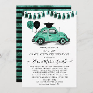 Blauwgroen bundelballonnen op Afstuderen Kaart