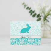 Blauwgroen Bunny Briefkaart (Staand voorkant)
