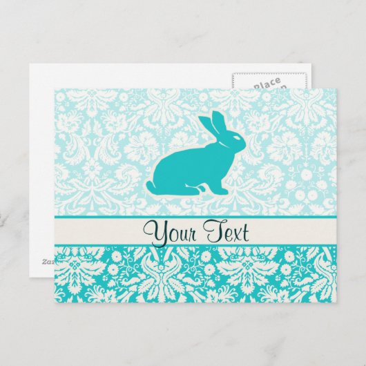 Blauwgroen Bunny Briefkaart (Voorkant / Achterkant)