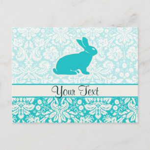 Blauwgroen Bunny Briefkaart