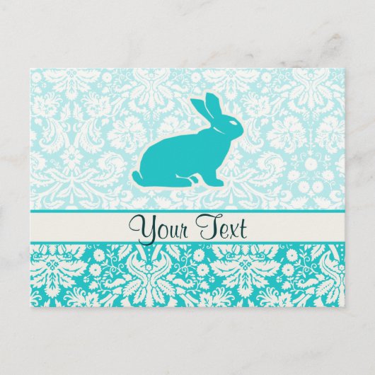 Blauwgroen Bunny Briefkaart (Voorkant)