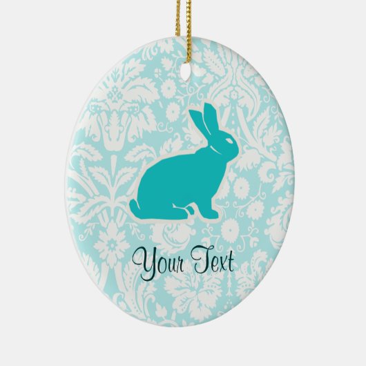 Blauwgroen Bunny Keramisch Ornament (Rechts)
