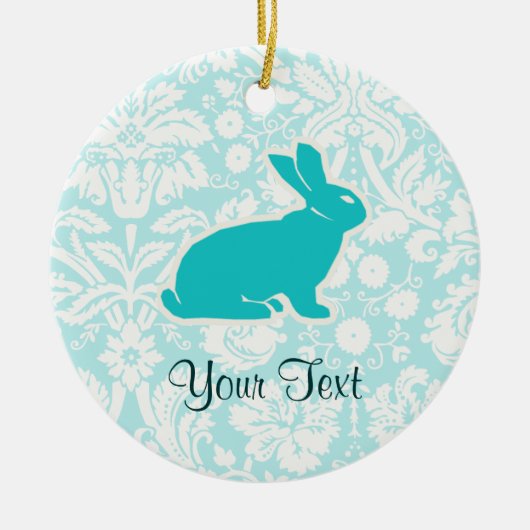 Blauwgroen Bunny Keramisch Ornament (Voorkant)