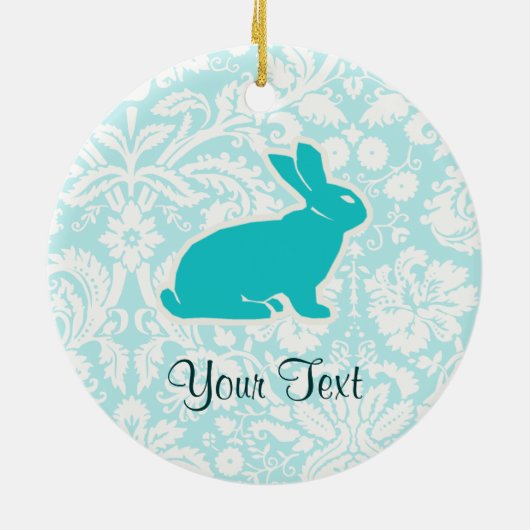 Blauwgroen Bunny Keramisch Ornament (Achterkant)