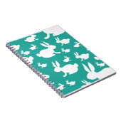 Blauwgroen Bunny Pattern Notitieboek (Rechterzijde)