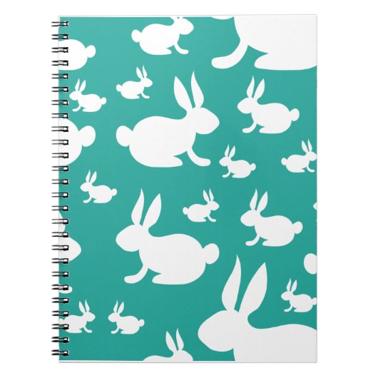 Blauwgroen Bunny Pattern Notitieboek (Voorkant)