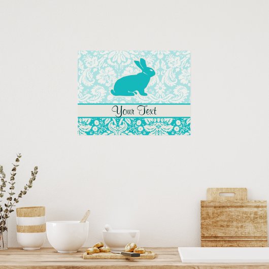 Blauwgroen Bunny Poster (Keuken)