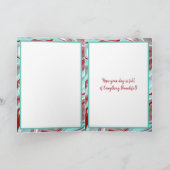 Blauwgroen Burgundy Marble Art Happy Birthday Frie Kaart (Binnen)