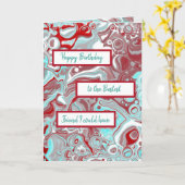 Blauwgroen Burgundy Marble Art Happy Birthday Frie Kaart (Gele Bloem)