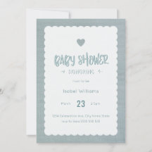 Blauwgroen Burlap Baby shower Uitnodiging - Blank 