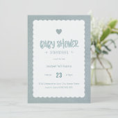 Blauwgroen Burlap Baby shower Uitnodiging - Blank (Staand voorkant)