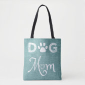 Blauwgroen Burlap Dog Mam Canvas tas (Voorkant)