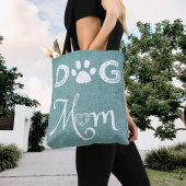 Blauwgroen Burlap Dog Mam Canvas tas