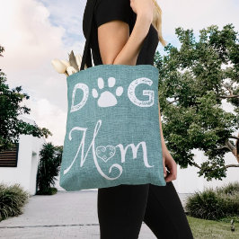 Blauwgroen Burlap Dog Mam Canvas tas
