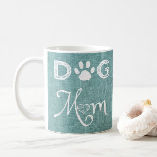Blauwgroen Burlap Dog Mam Coffee Mok