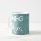 Blauwgroen Burlap Dog Mam Coffee Mok (Voorkant links)