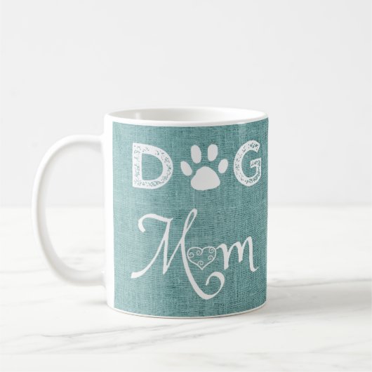 Blauwgroen Burlap Dog Mam Coffee Mok (Links)