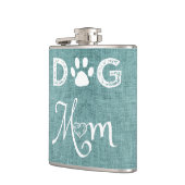 Blauwgroen Burlap Dog Mam Flask Heupfles (Links)