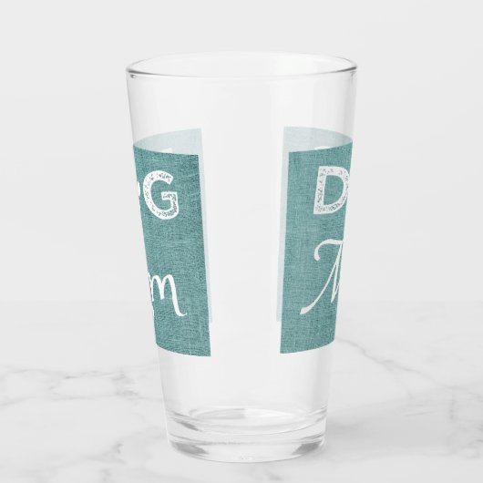 Blauwgroen Burlap Dog Mam Glass Cup Glas (Links)