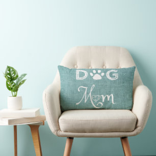 Blauwgroen Burlap Dog Mam Lumbar Pillow Kussen