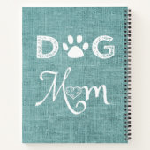 Blauwgroen Burlap Dog Mam Notitieboek (Achterkant)