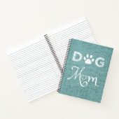 Blauwgroen Burlap Dog Mam Notitieboek (Binnen)